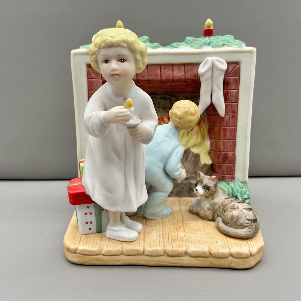Norman Rockwell Is He Coming Figurine Innocence of Youth Christmas Bisque 6"